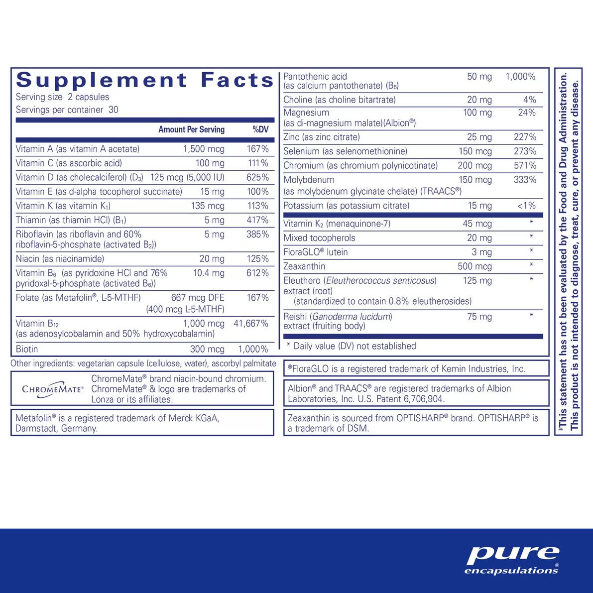 Pure Encapsulations PureResponse Multivitamin 60 Capsules EXP 01/2028