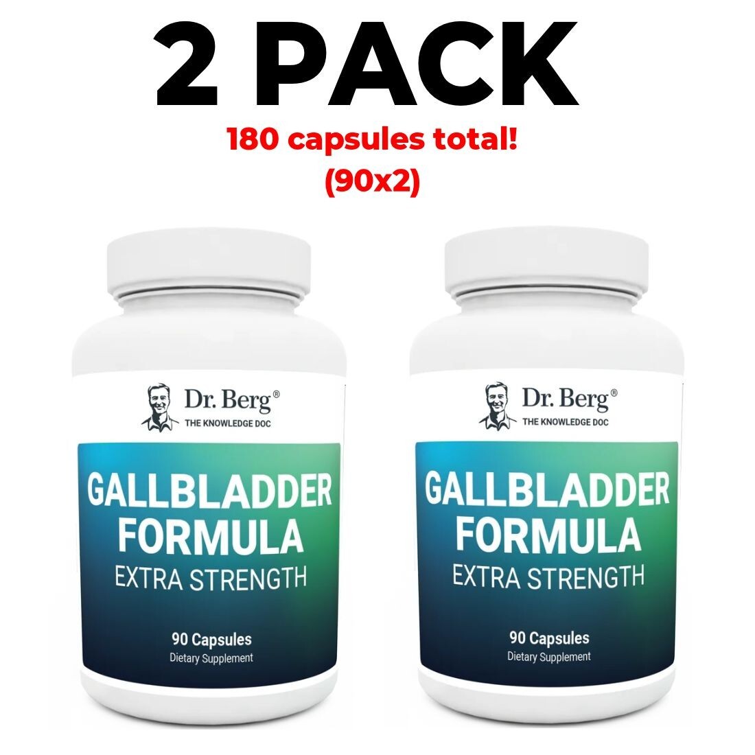 Dr. Berg 2 PACK, Gallbladder Formula Extra Strength 90 Capsules each (180 total)