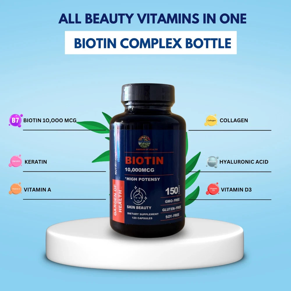 Biotin 10000mcg Hair Skin Nail Growth High Potency Supplement 150 Capsules NEW