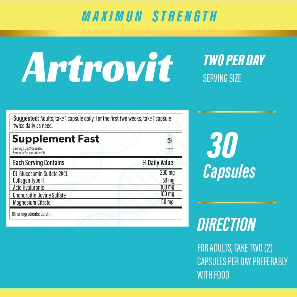 ARTROVIT x 30 caps.- HEALTHY JOINTS-Highest Potency 95%