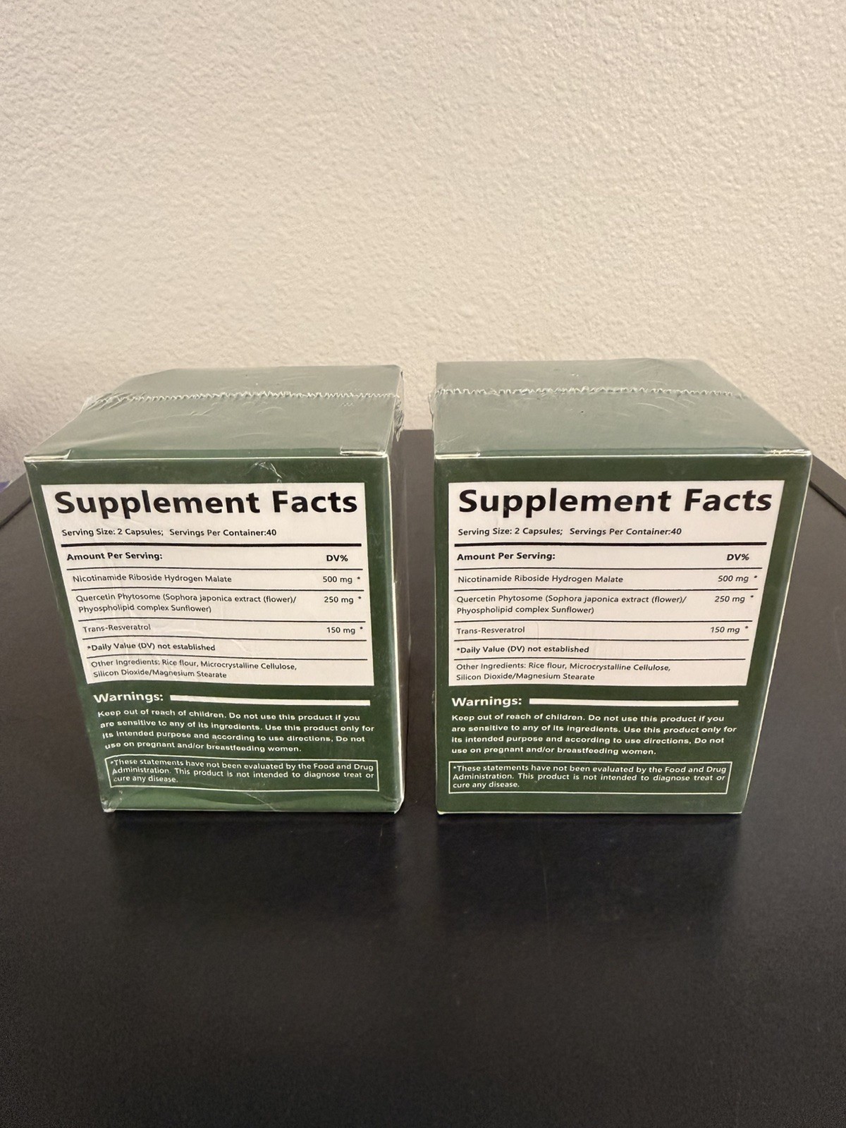 2 PACK Reus Research NAD+ Nicotinamide Riboside Resveratrol AntiAging Supplement