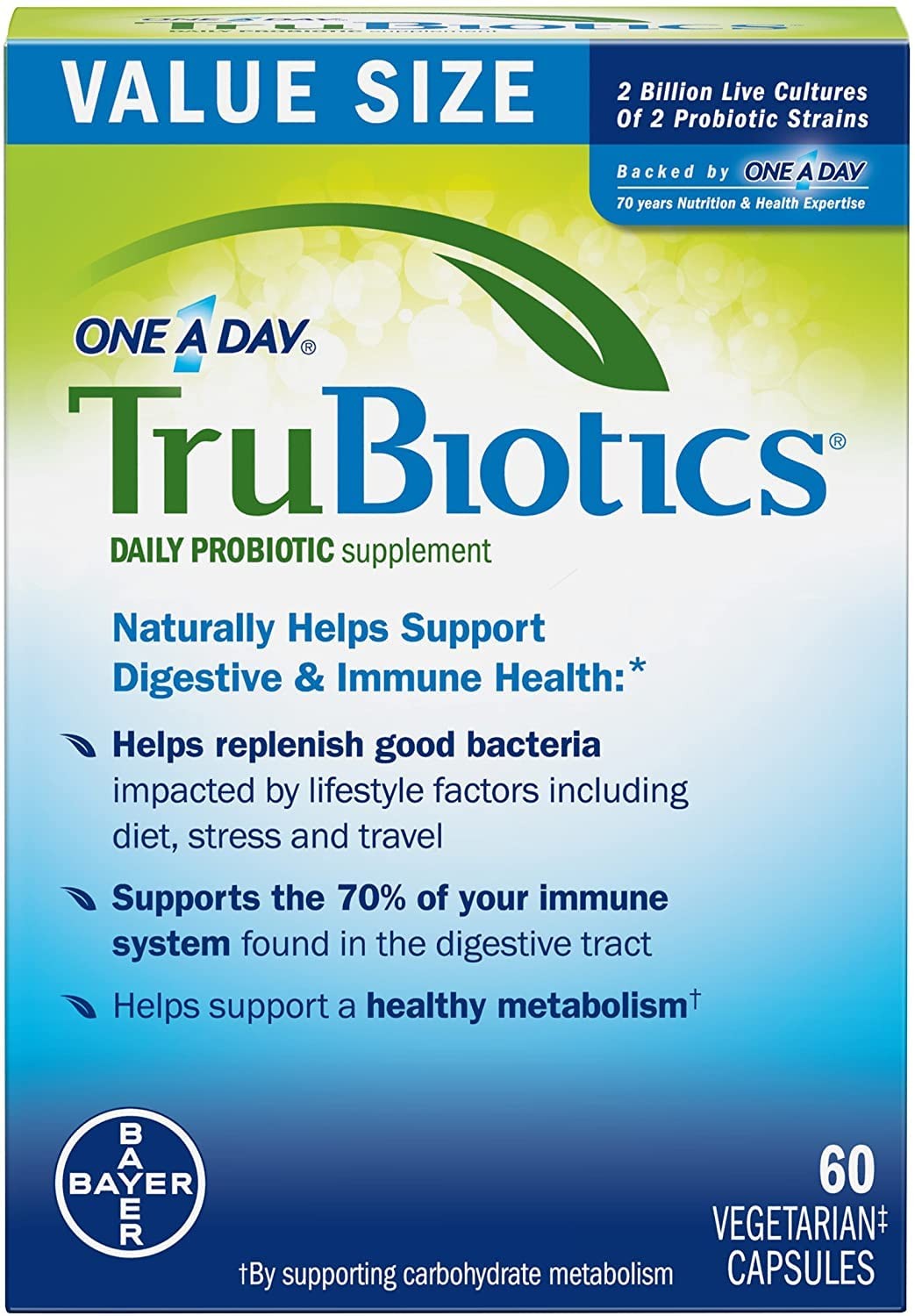 TruBiotics Probiotic Supplement 60 Capsules Digestive Health Immune Support