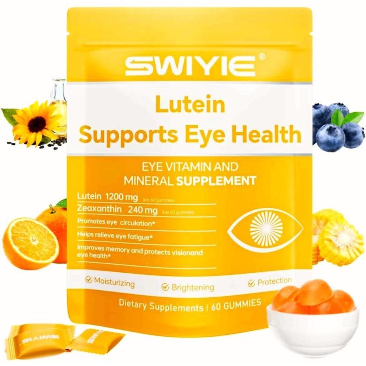 Swiyie Lutein Gummies – Eye Health & Blue Light Defense, Astaxanthin & Vitamins
