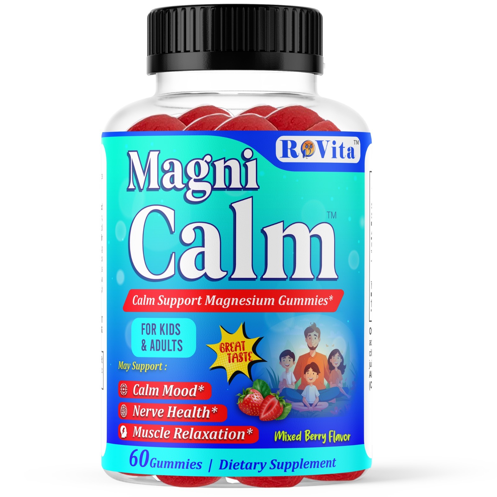 Magnesium Citrate Kids Adult Anti-Stress Gummies | Calm & Relax 60 Gummies
