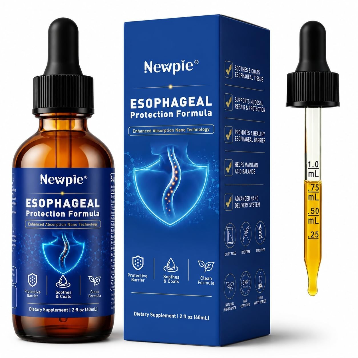 Esophageal Relief Drops – Slippery Elm, Zinc, L-Glutamine & Aloe Vera – Soothes