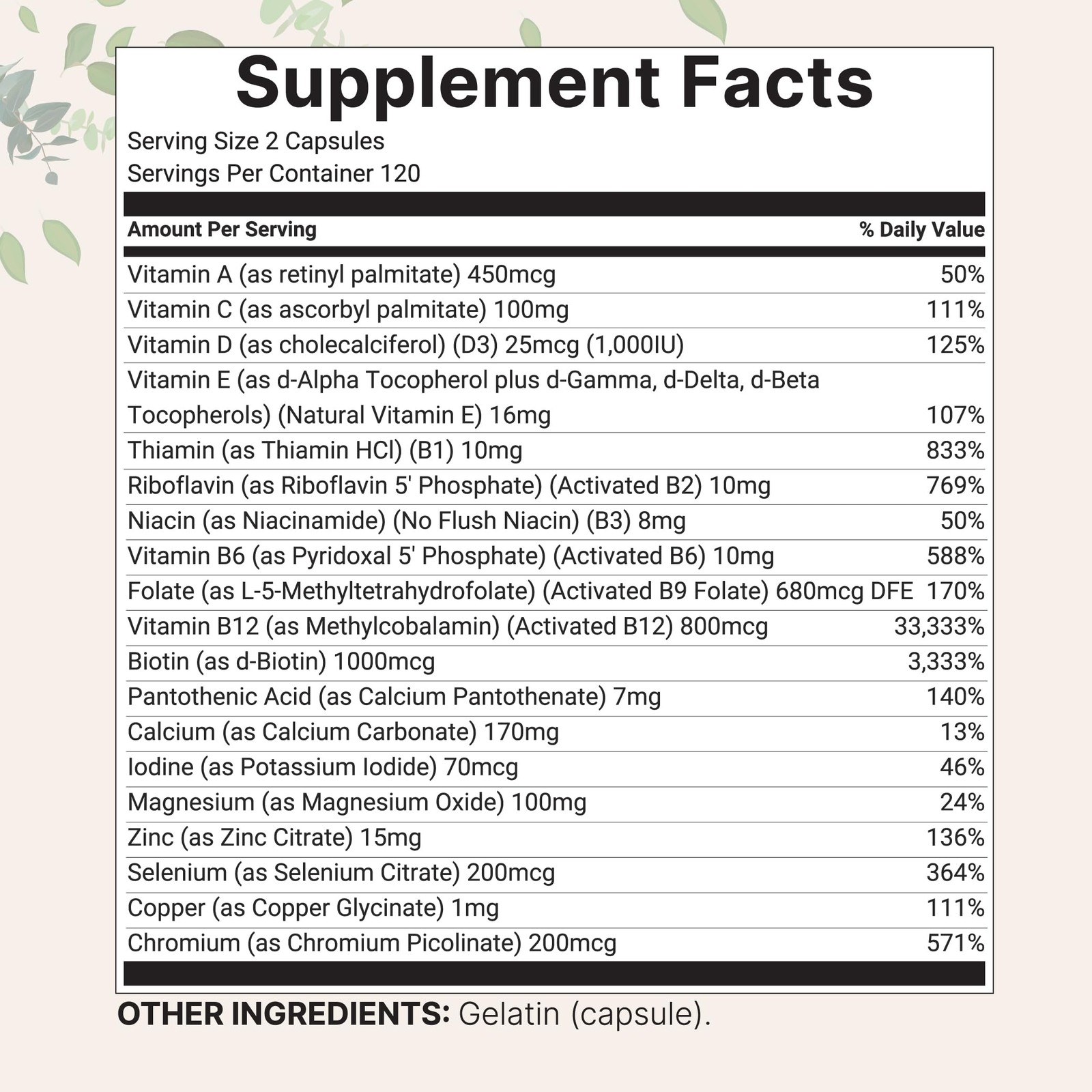 Micro Ingredients Pure Methylated Multivitamin, 240 240 Count (Pack of 1)