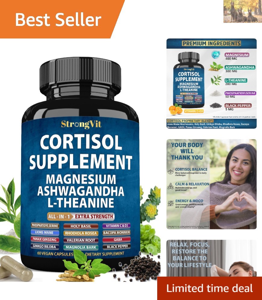 Comprehensive 16-in-1 Cortisol Support Formula for Sleep & Relaxation, 60 Caps