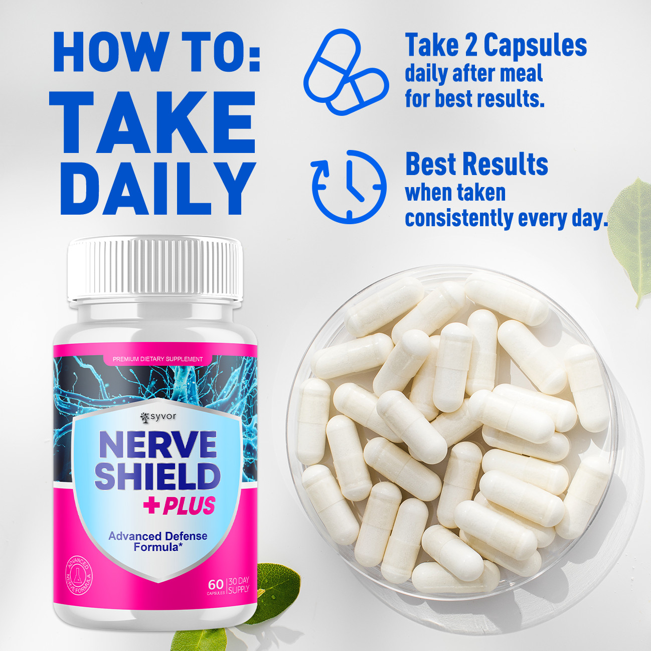 (5 Pack) Nerve Shield Nootropic All Natural NerveShield Supplement 300 Capsules