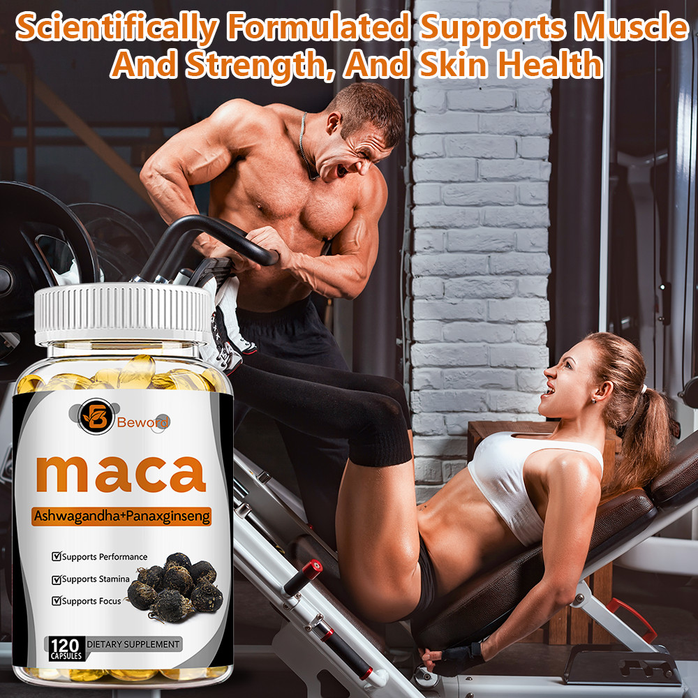 Organic Maca Root + Panax Ginseng 12000mg, Peruvian Maca Extract for Men & Women