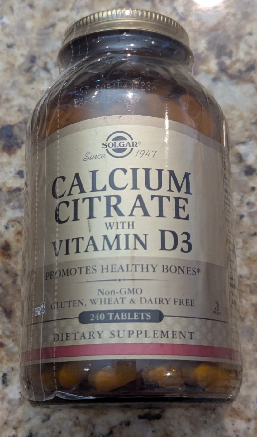 Solgar Calcium Citrate with Vitamin D3 240 tablets exp: 02/2028