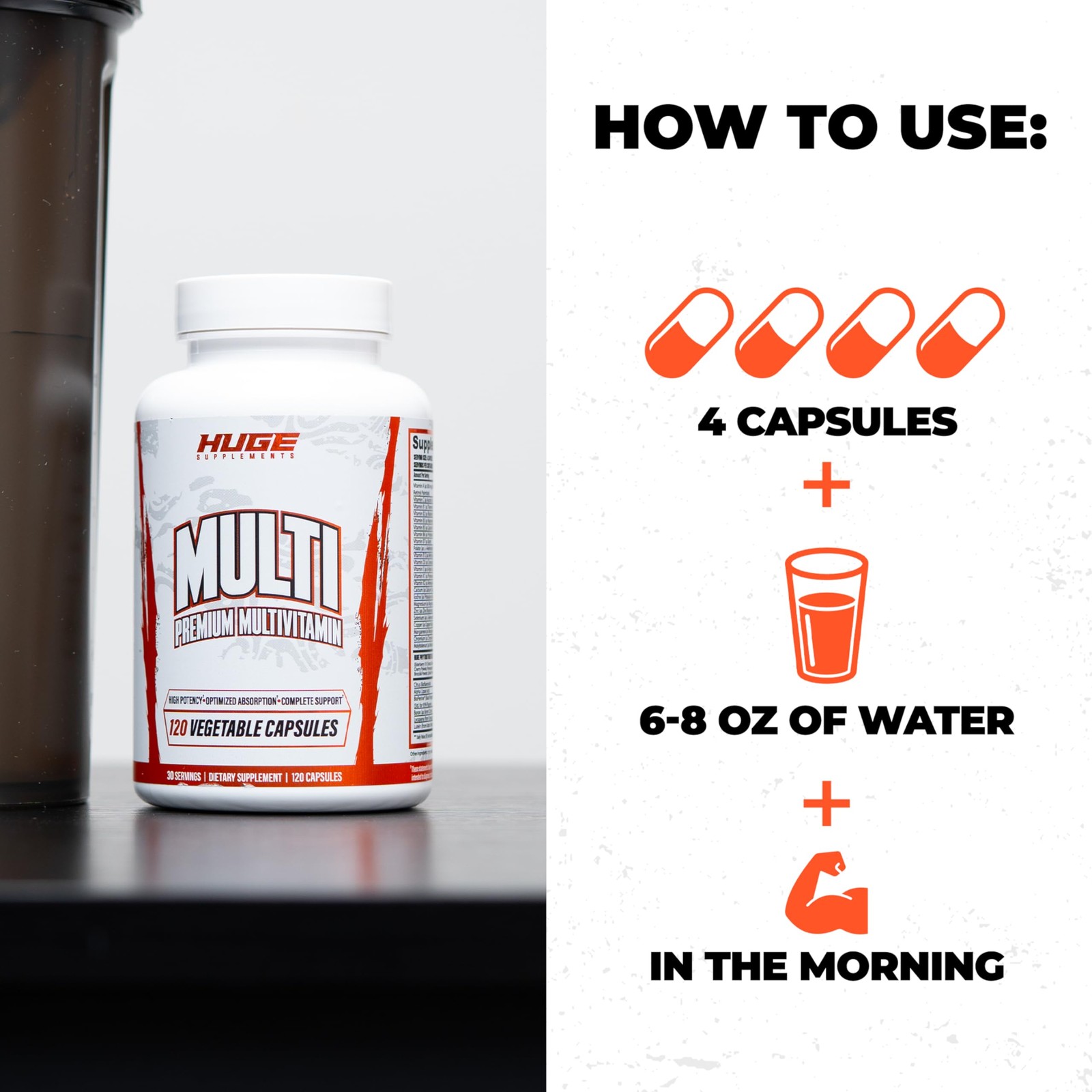 Huge Multi, Multivitamin for Men, High-Performance 120 Count (Pack of 1)