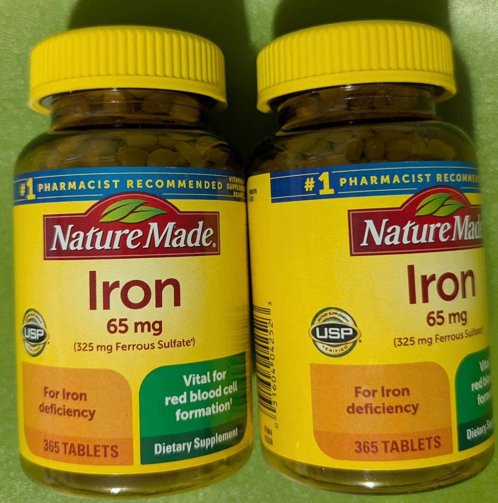 (2) Nature Made Iron 65 mg | 365 Tablets | USP Verified | New | Exp Feb. 2029