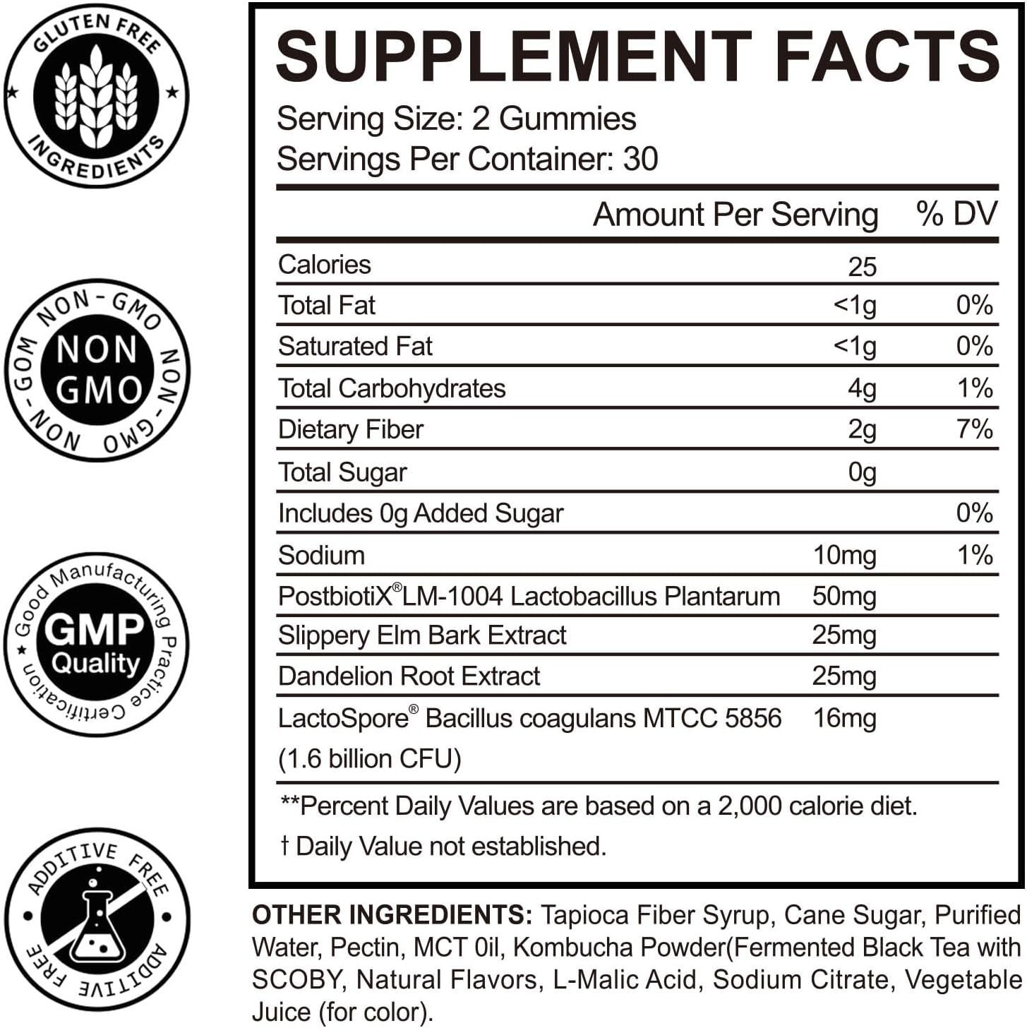 Probiotic Kombucha Gummies | Sugar Free | Probiotics Fiber Supplement for Unisex