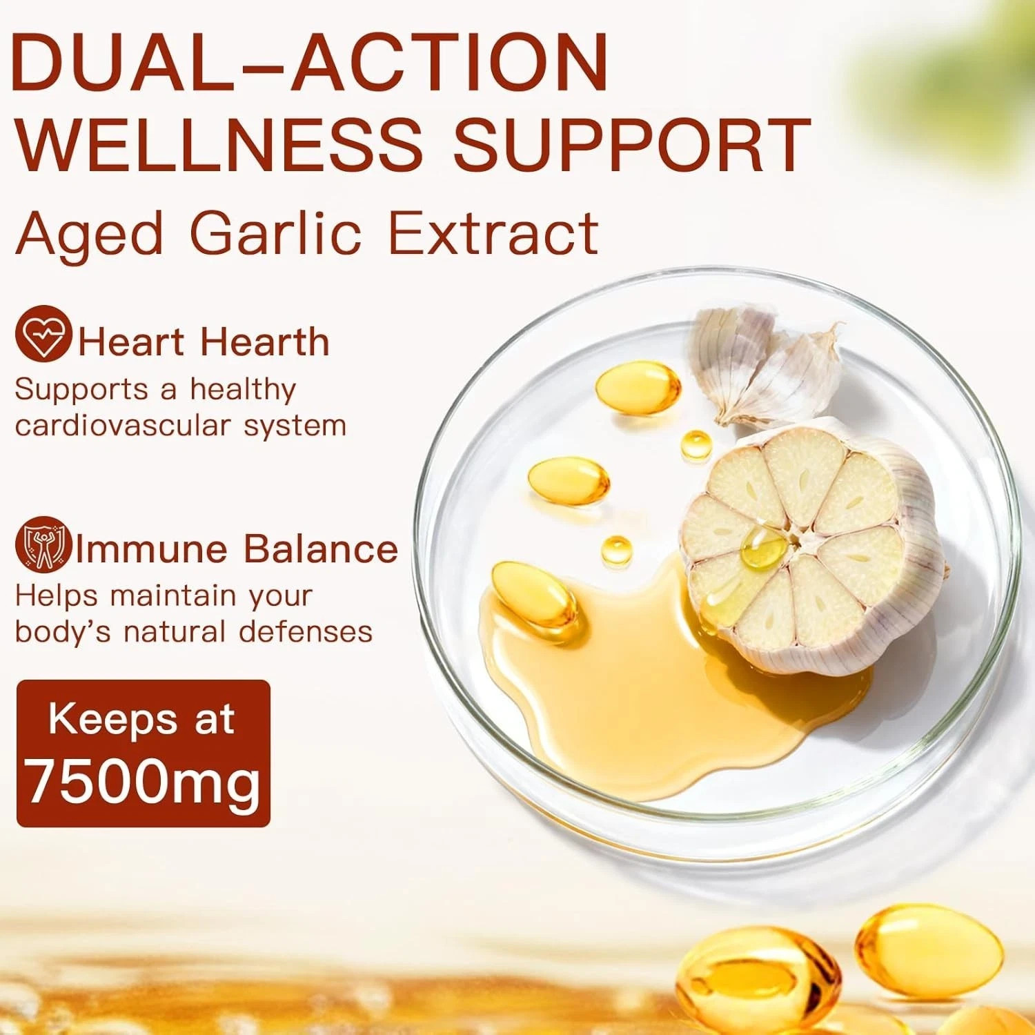 Odorless Garlic Softgel) Per Servings,300 Softgels (250 mg per 7500mg