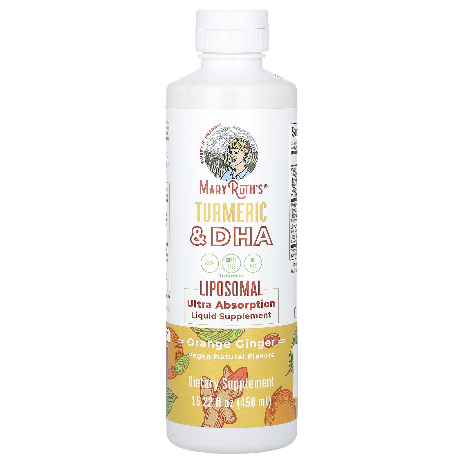 Turmeric & DHA Liposomal Liquid Supplement, Orange Ginger, 15.22 fl oz (450 ml)