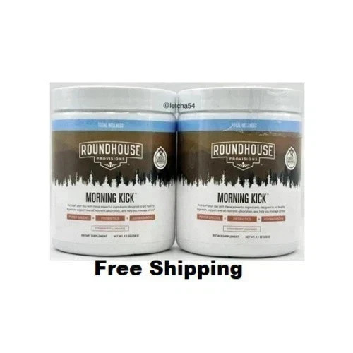 2 ROUNDHOUSE PAK PROVISIONS MORNING KICK-DIGESTIVE POWDER-STRAWBERRY LEMONADE