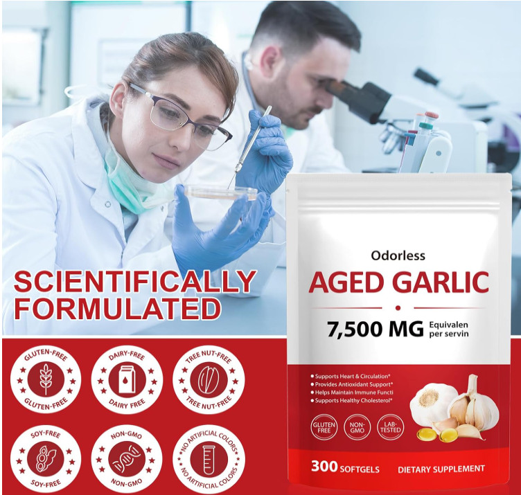 Aged Garlic Extract 7500mg Odorless Supplement Heart Immune Health 300 Softgels