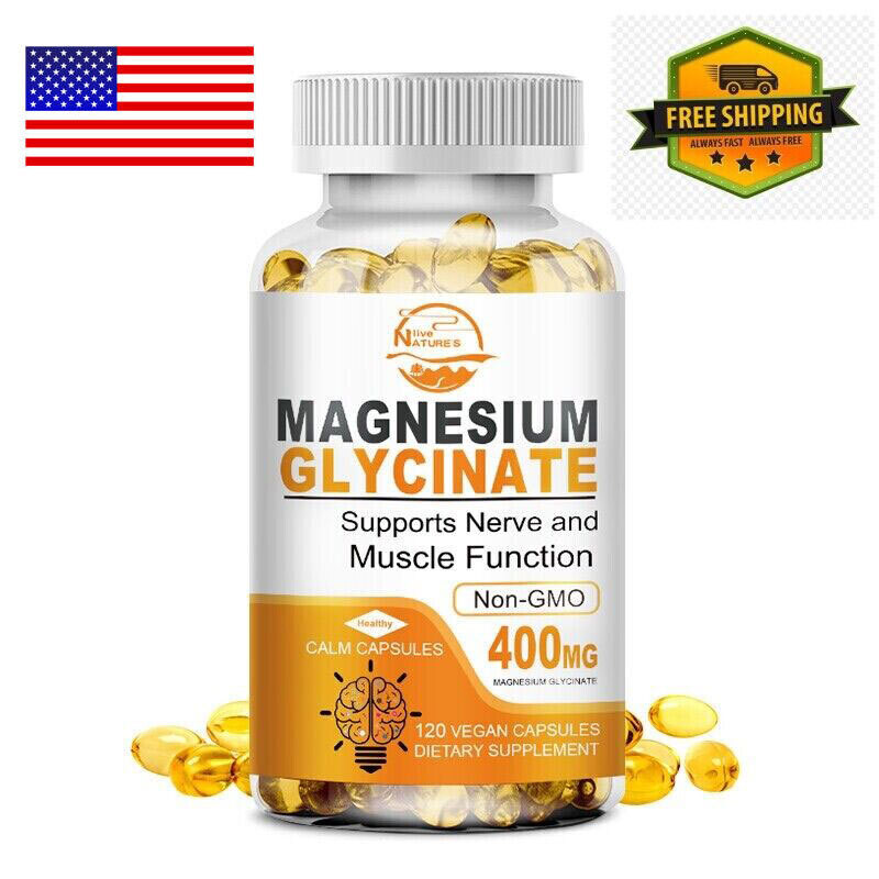 Magnesium Glycinate 400mg – 120 Capsules For Sleep, Stress Relief Support Bone