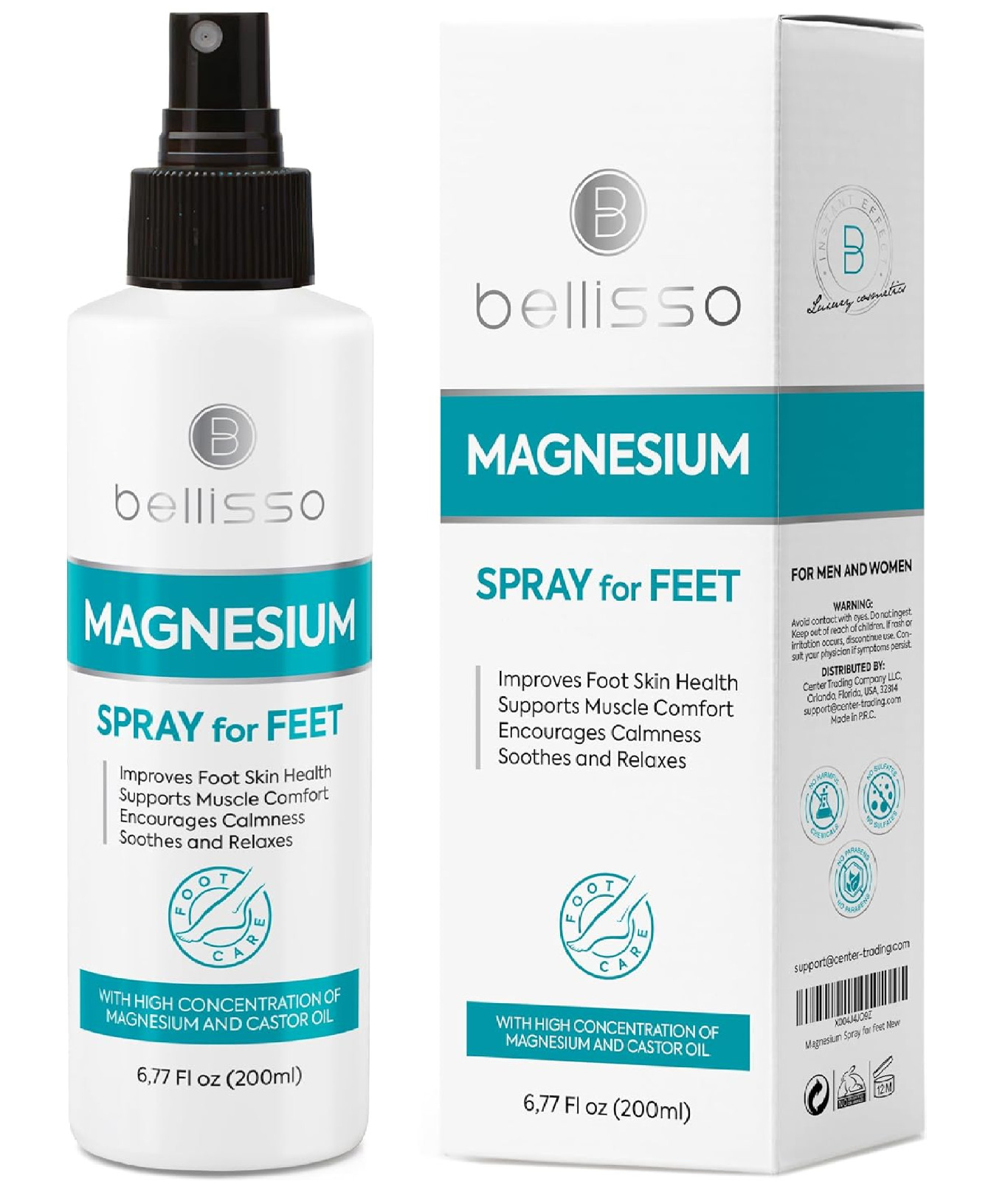 Magnesium Spray for Feet – With Castor Oil- Topical Foot Application for Women,