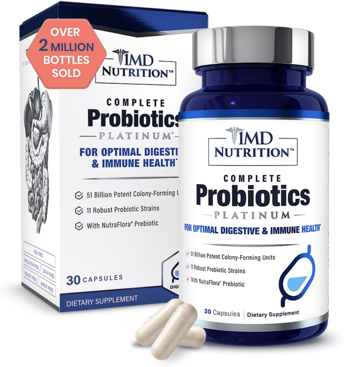 Complete Probiotics Platinum – W/Prebiotics and Probiotics for Digestive Health