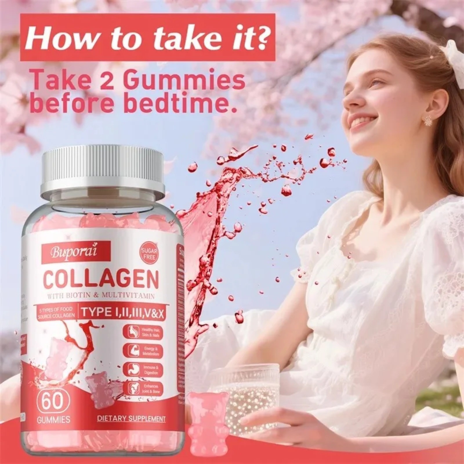 Collagen 60pcs – Brighten Skin Tone, Anti-aging, Anti-wrinkle, Anti-oxidation