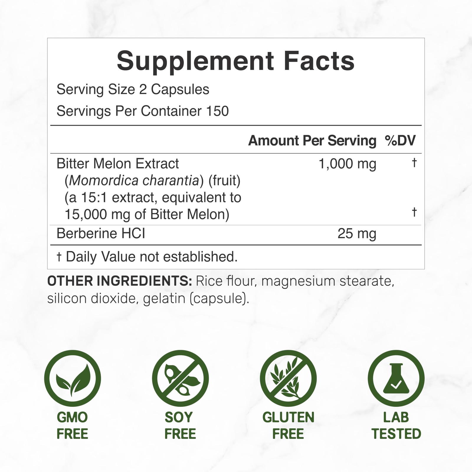 Bitter Melon with Berberine Supplement 15,000mg Per 300 Count (Pack of 1)