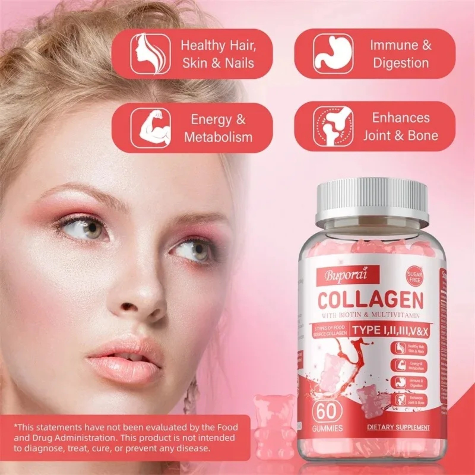 Collagen 60pcs – Brighten Skin Tone, Anti-aging, Anti-wrinkle, Anti-oxidation