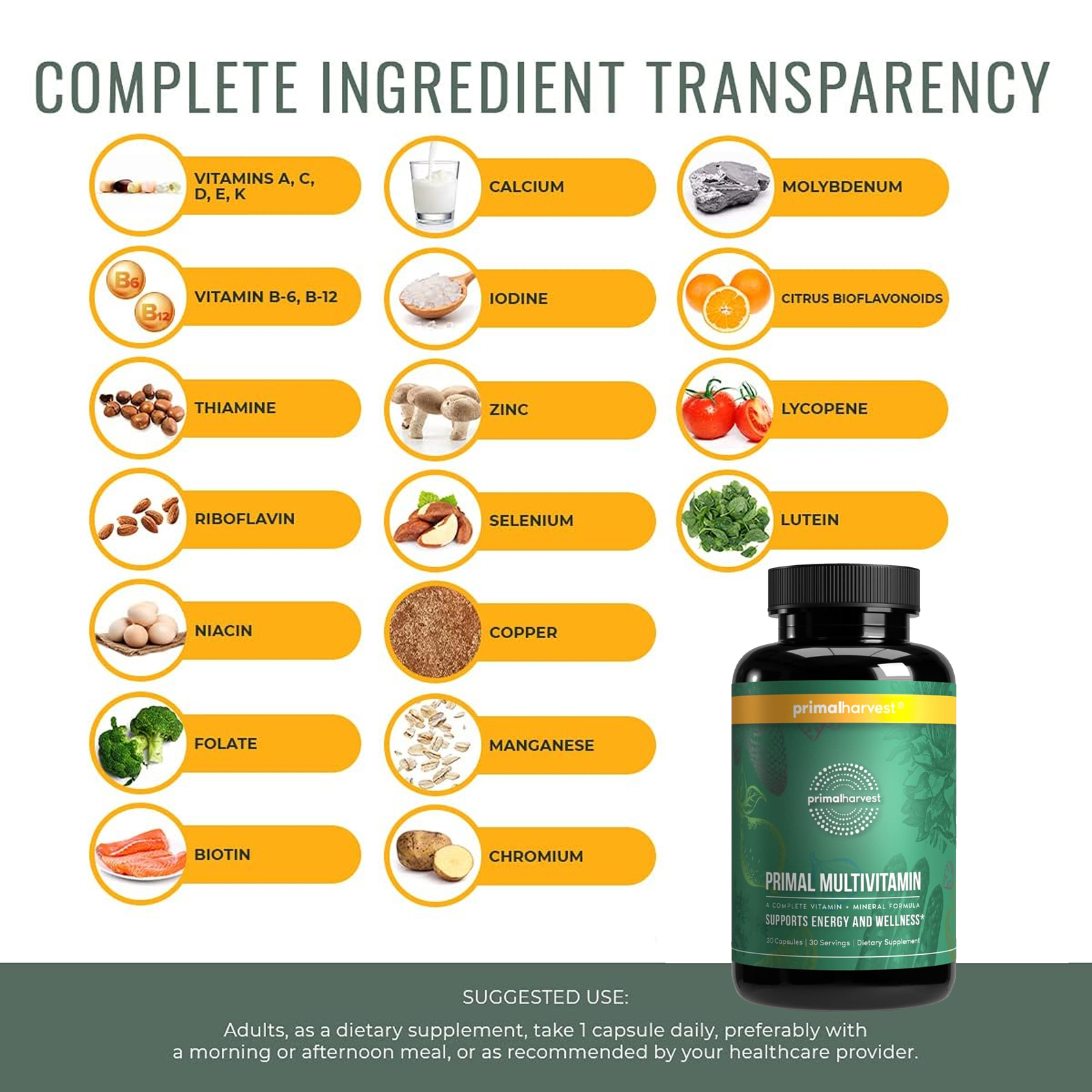 Harvest Primal Primal Multivitamin – Minerals – Energy Immune Brain Heart Health