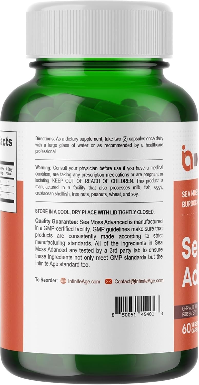 1250mg Sea Moss Advanced Superfood Capsules, 60 Count – High-Potency, , Made …