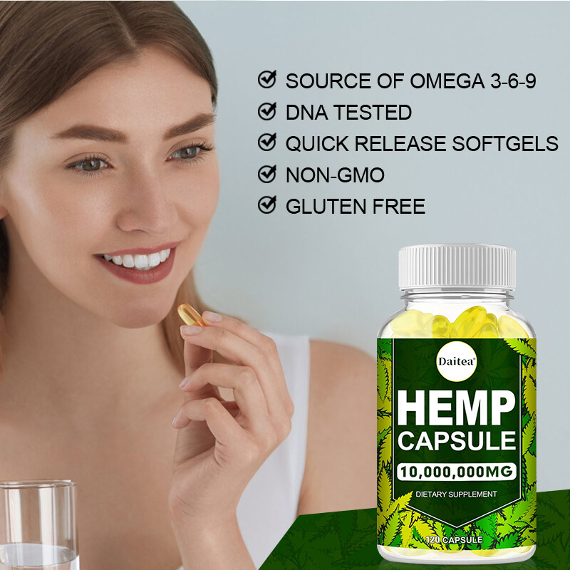 HEMP Capsule For Calm,Sleep,Stress,Anxiety,Pain,Muscle,Relax 30/60/120 Capsules