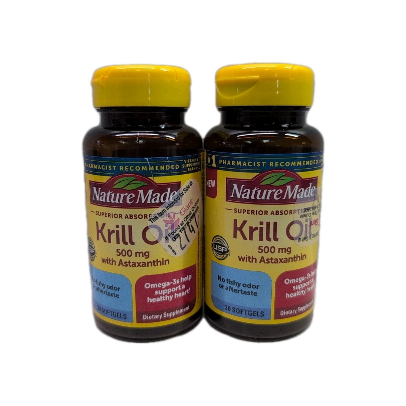(2) Nature Made Superior Absorption Krill Oil 500 MG Astaxanthin Softgels 06/27