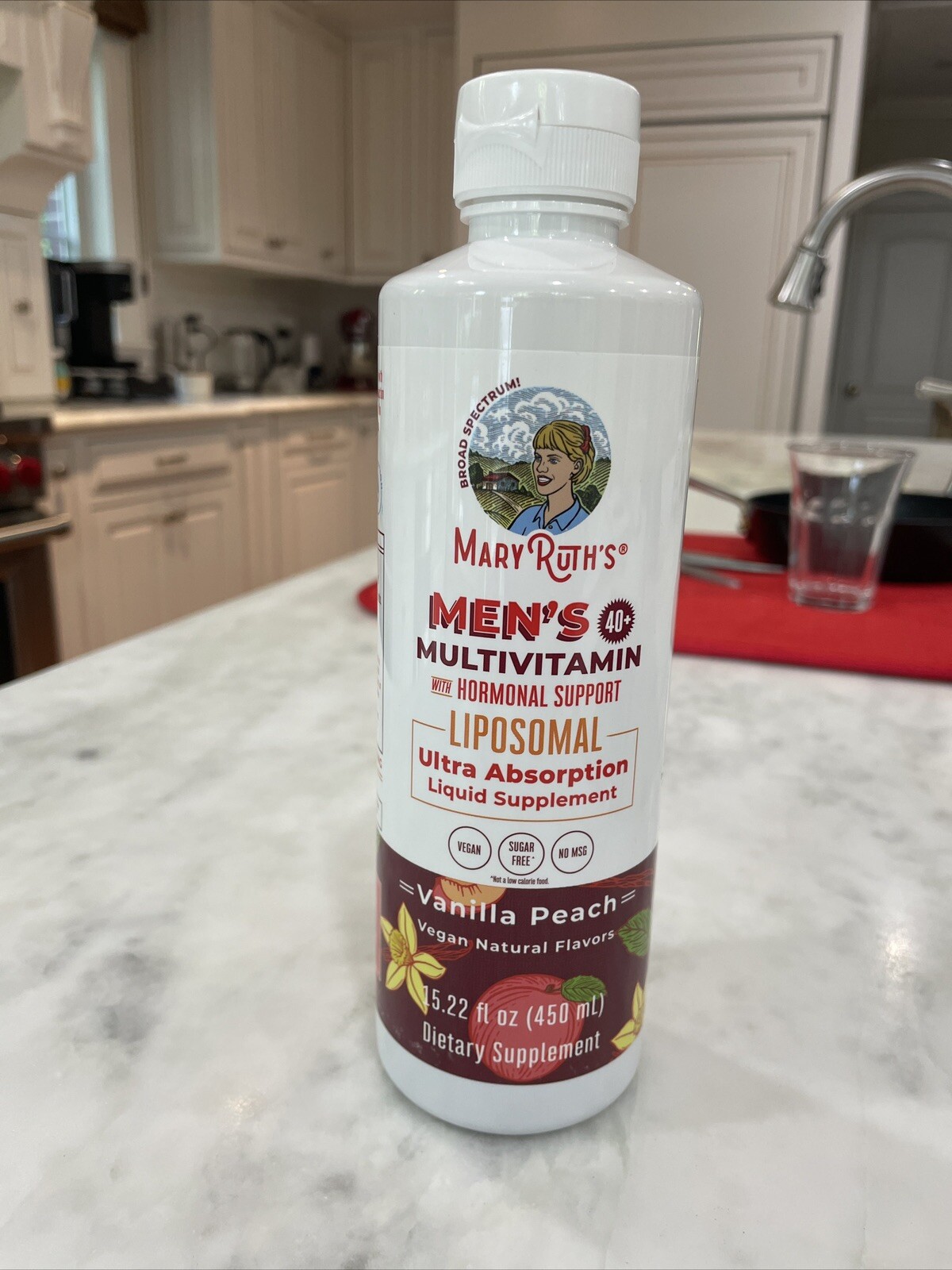 MaryRuth’s Men’s ´s 40+ Liquid Multivitamin Vanilla Peach, 15.22 fl oz (450ml)