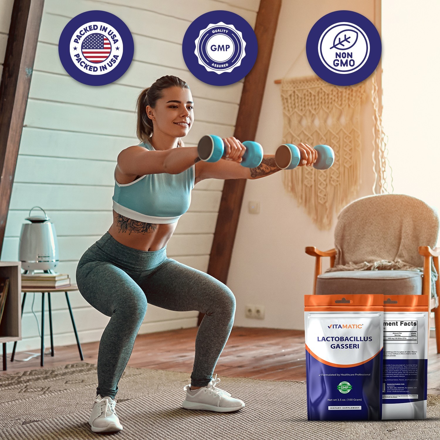 Vitamatic Lactobacillus Gasseri Probiotic Powder – Digestive Support 100 Gr