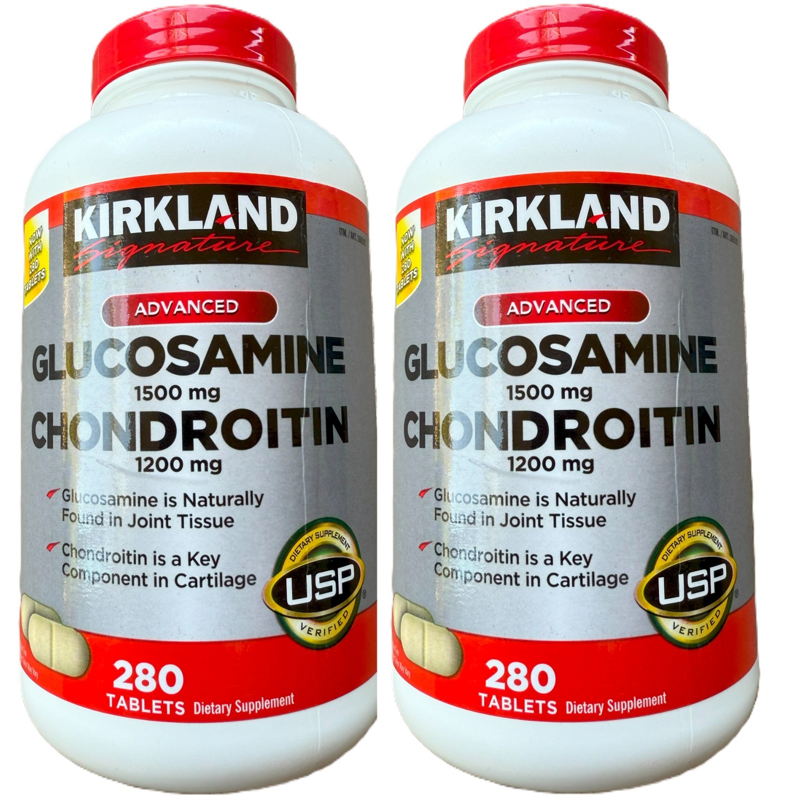 Kirkland Glucosamine 1500mg Chondroitin 1200mg Tablets 280ct 2 Pack Exp 7/2028