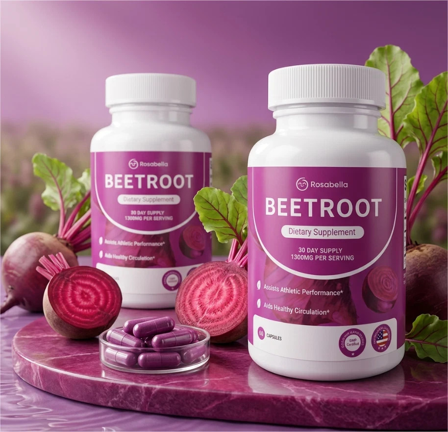 3X Rosabella Organic Beet Root 60 Capsules Natural Energy Boost Blood Pressure