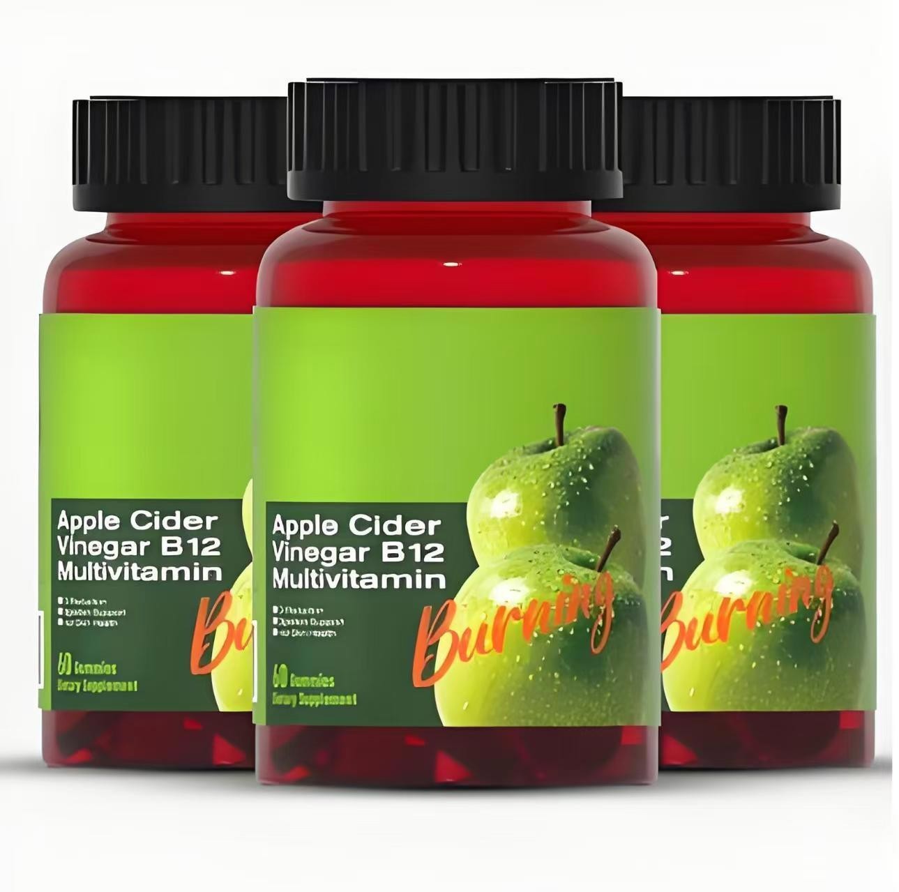 3PK Apple Cider Vinegar B12 Multivitamin-Apple Cider Vinegar Gummies-60Gummies