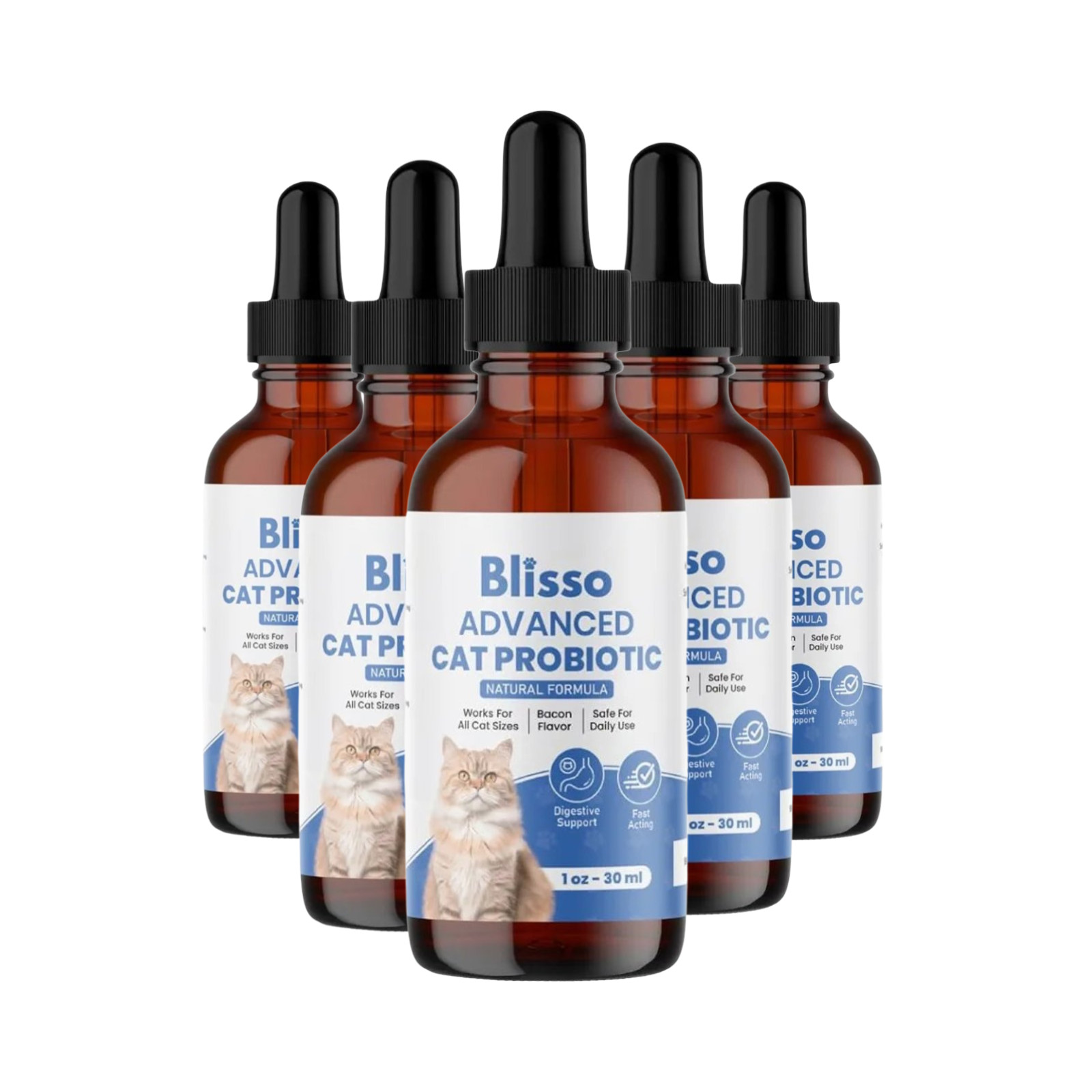 (5-Pack) Blisso Advanced Cat Probiotic Drops – Digestive Support Liquid Drops