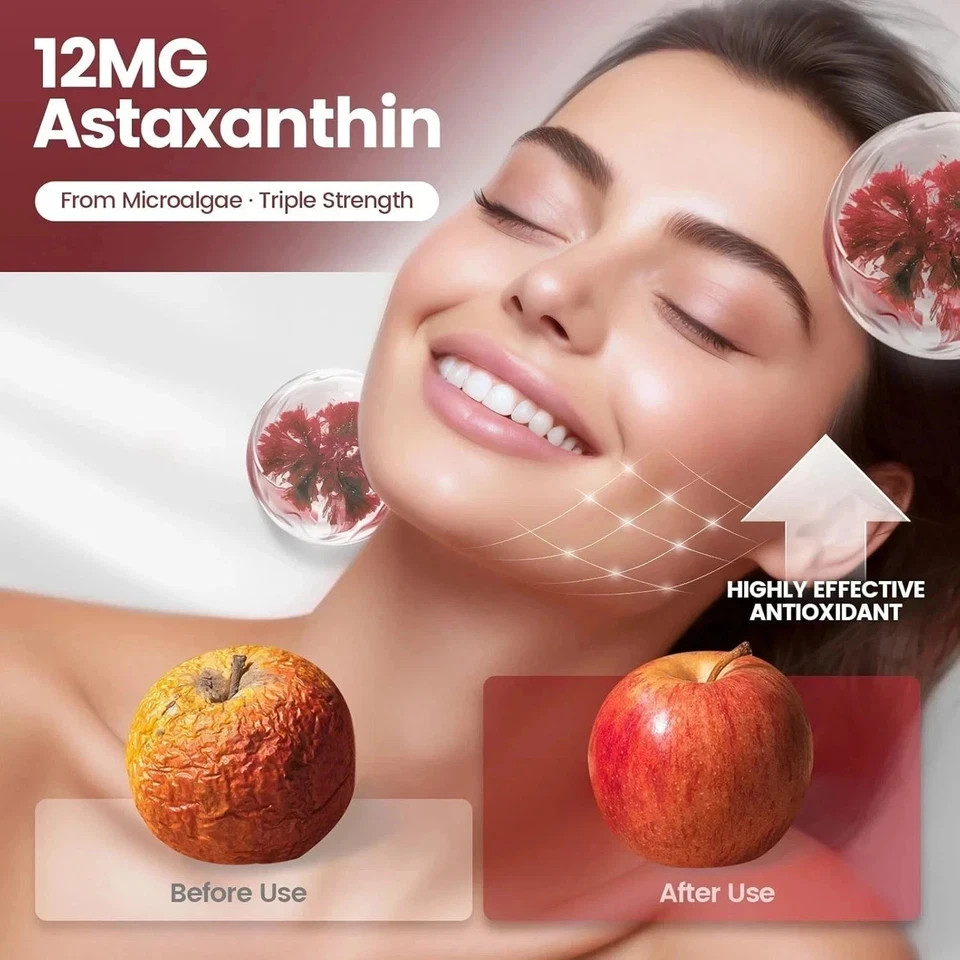 Astaxanthin 12mg Supplement 10 in 1 Antioxidant Eye Skin Joint Support