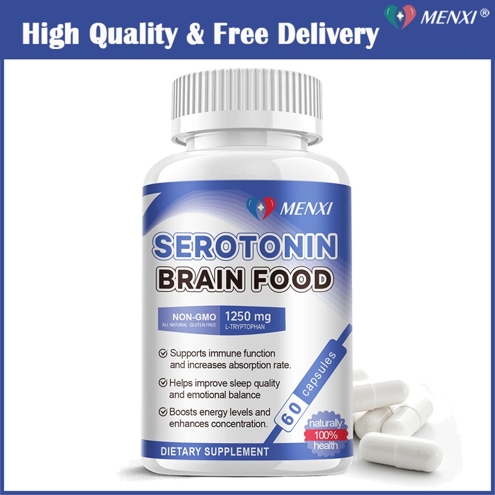 Serotonin Brain Food 1250mg L-Tryptophan Mood Support Stress Relief Supplement