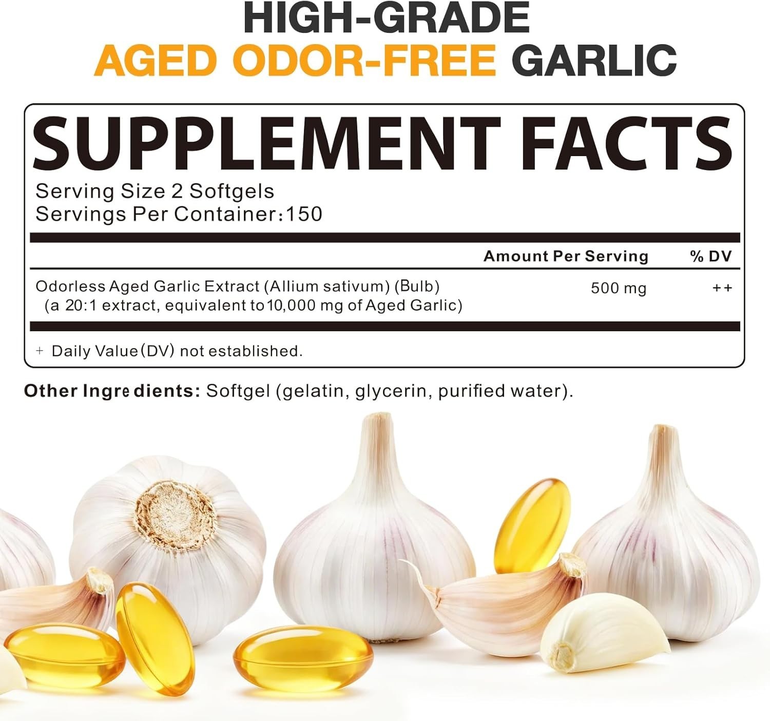 Natural Aged Garlic Extract – 300 Count Softgels for Vitality & Wellness Support