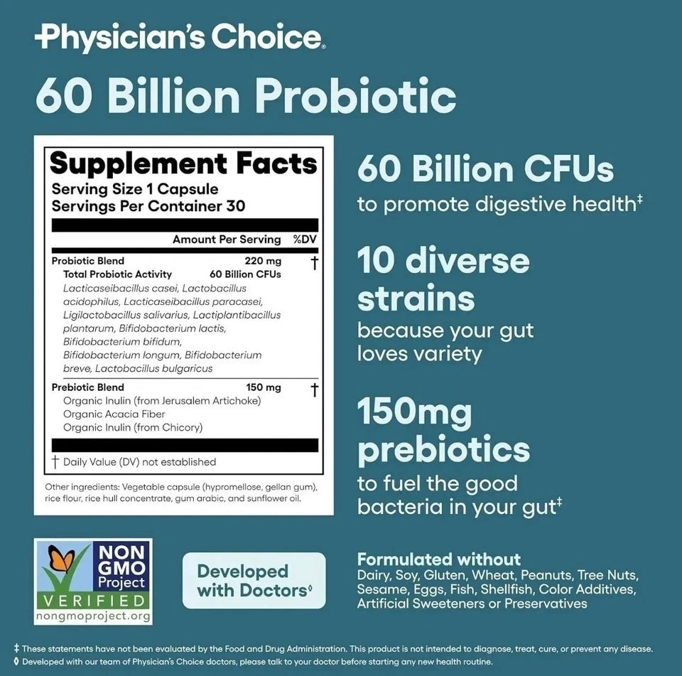 Physician’s Choice 60 Billion Probiotic & Digestive Enzymes Bundle USA SELLER++-