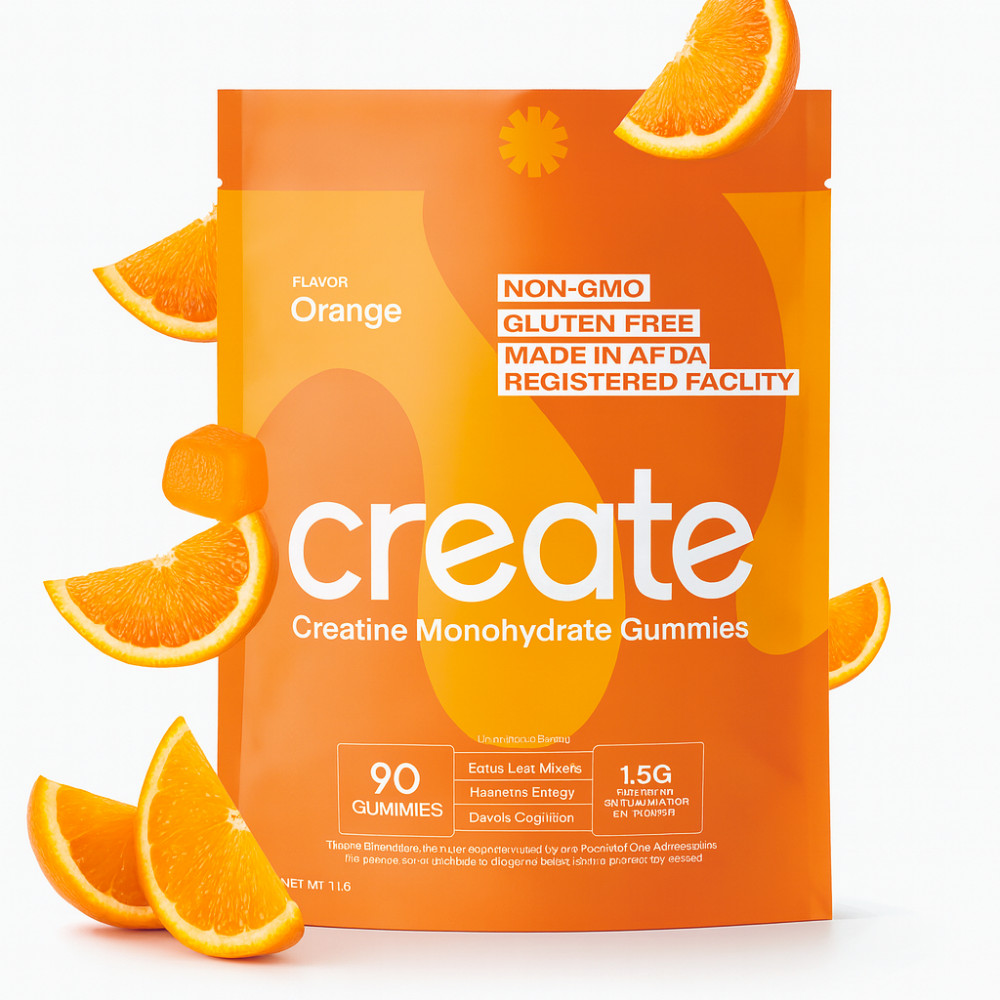 Create Creatine Monohydrate Gummies for Men & Women Strength Orange 90ct NON GMO