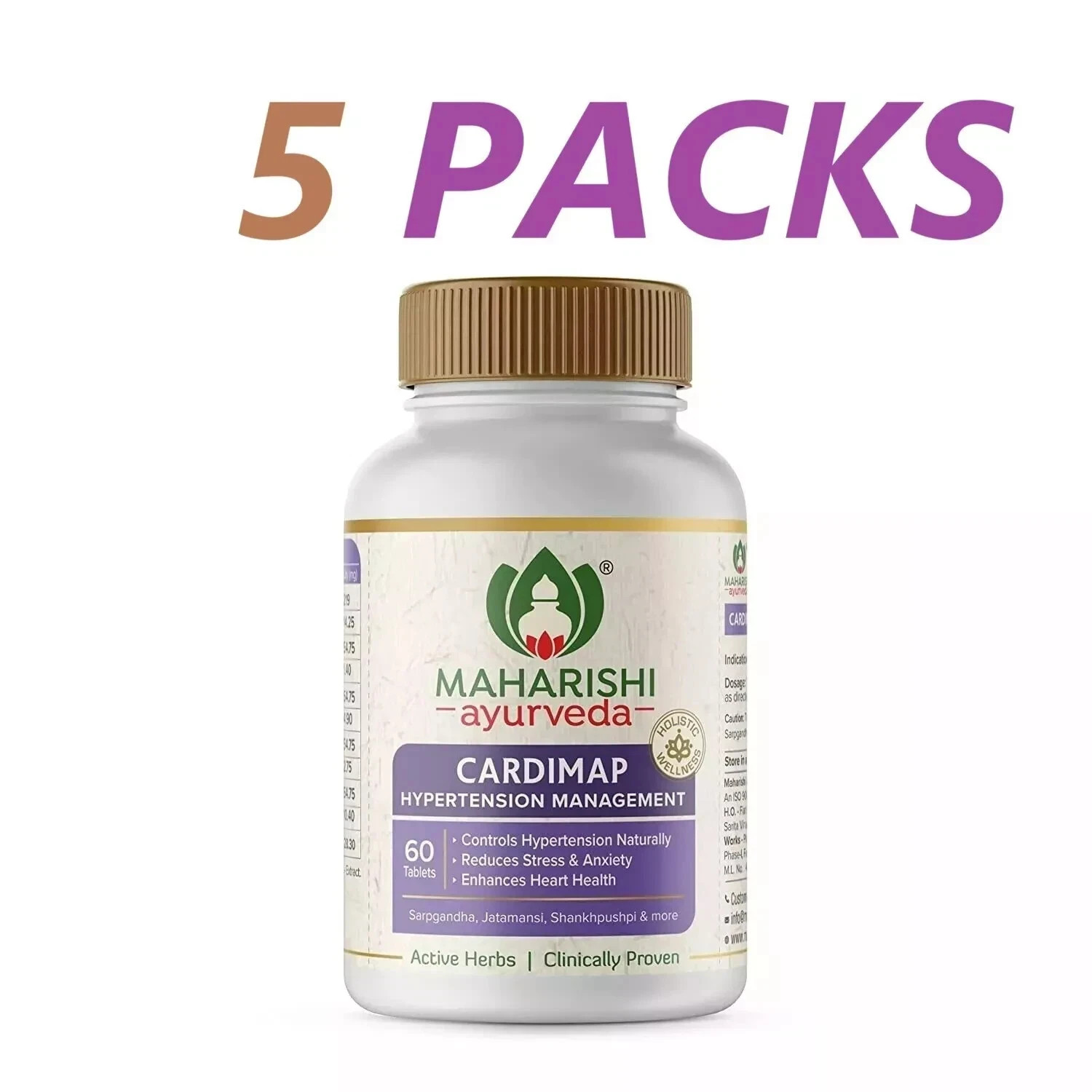 Pack of 5 Maharishi Ayurveda Cardimap Reduces Stress & Anxiety 300 Tabs