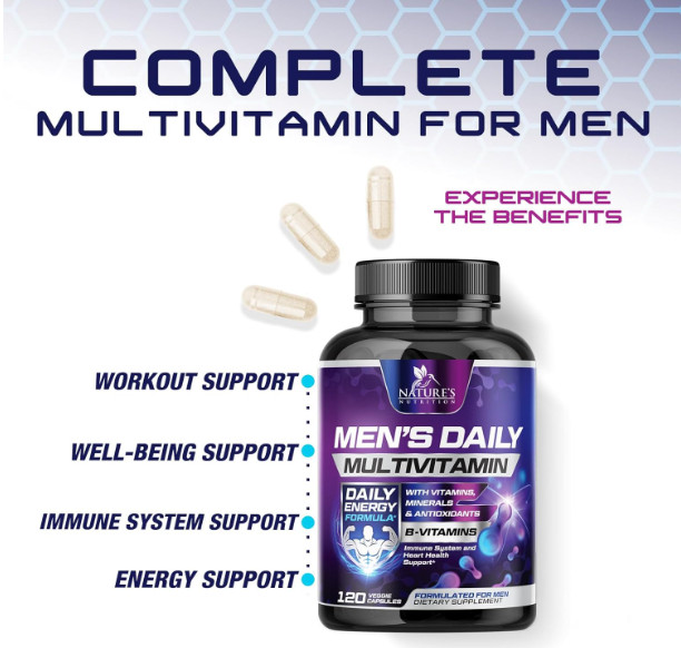 Multivitamin for Men Vitamin A, C, D, E, Zinc, Calcium, Multivitamins for Immune