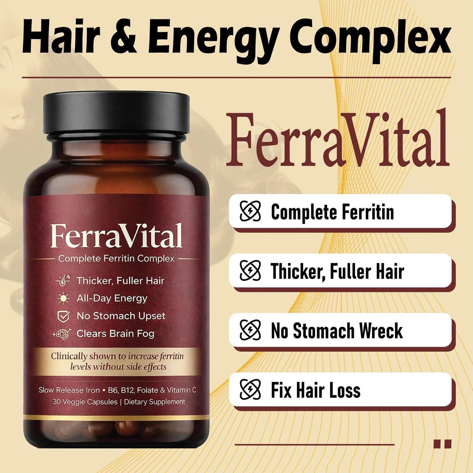 60pcs/Box FerraVital Ferritin Support Iron Supplement for Women Multivitamin US