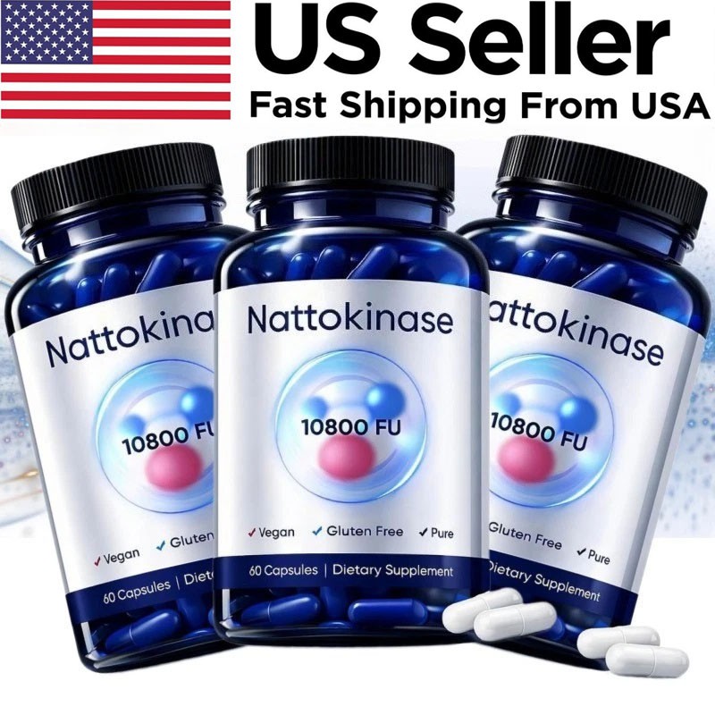 3PCS Nattokinase Supplement – 10800 FU 60 Capsules Per Serving Heart Circulation