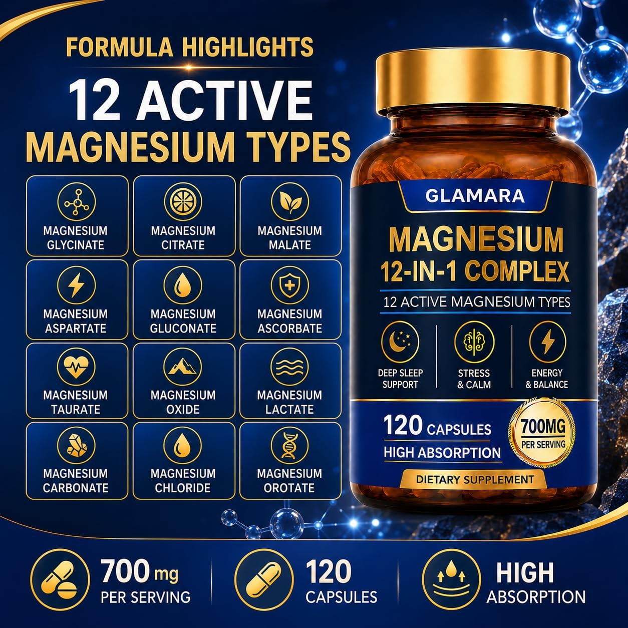 GLAMARA Magnesium Complex Vegan 120 Caps