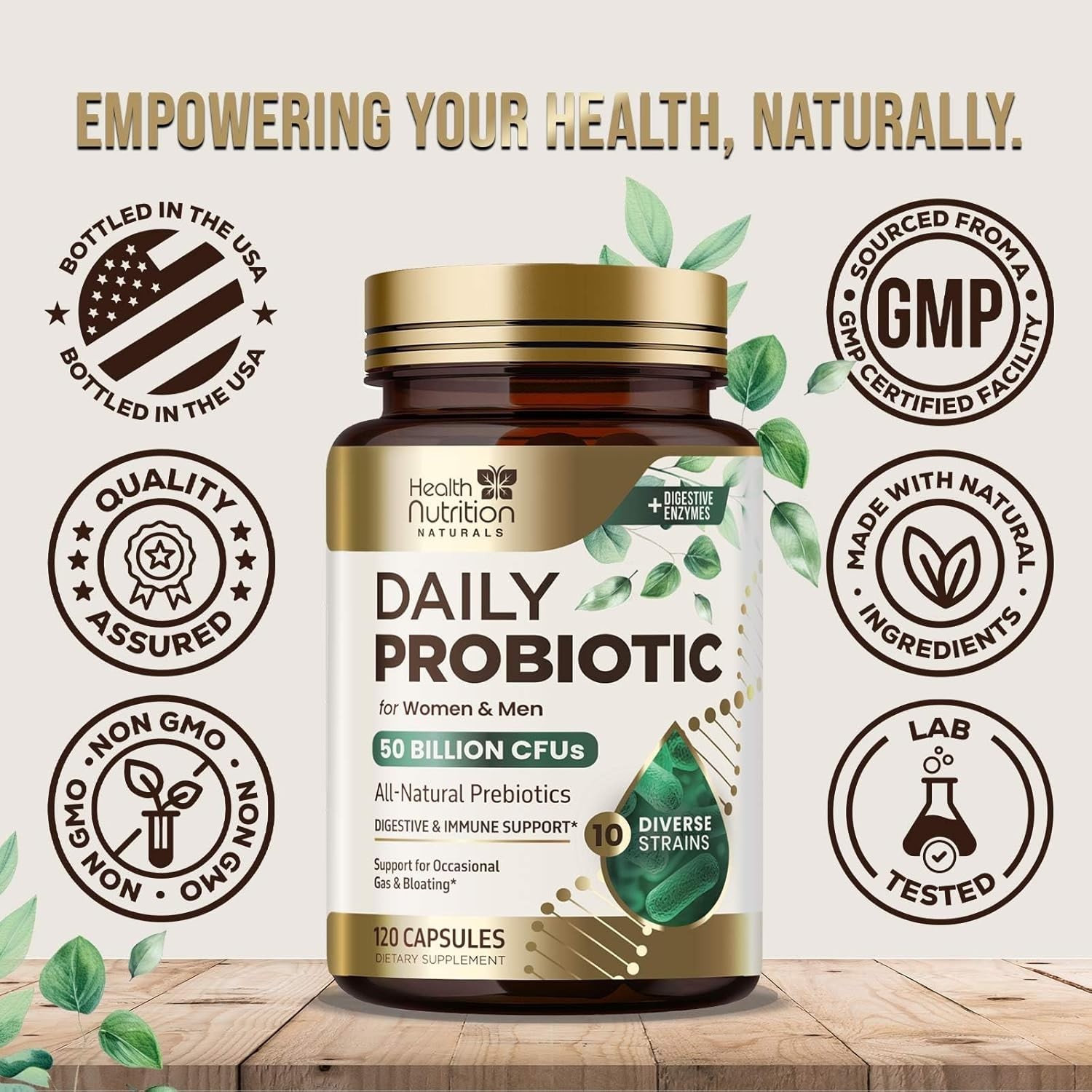 Probiotics & Prebiotics 60 Billion CFU – 10 Strains for Digestion & Immunity