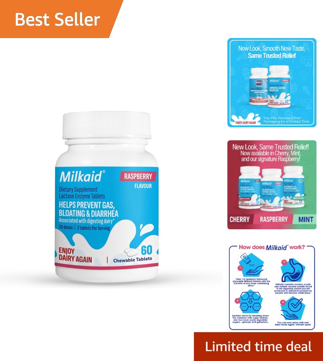 Fast-Acting Raspberry Chewables for Lactose Intolerance Relief