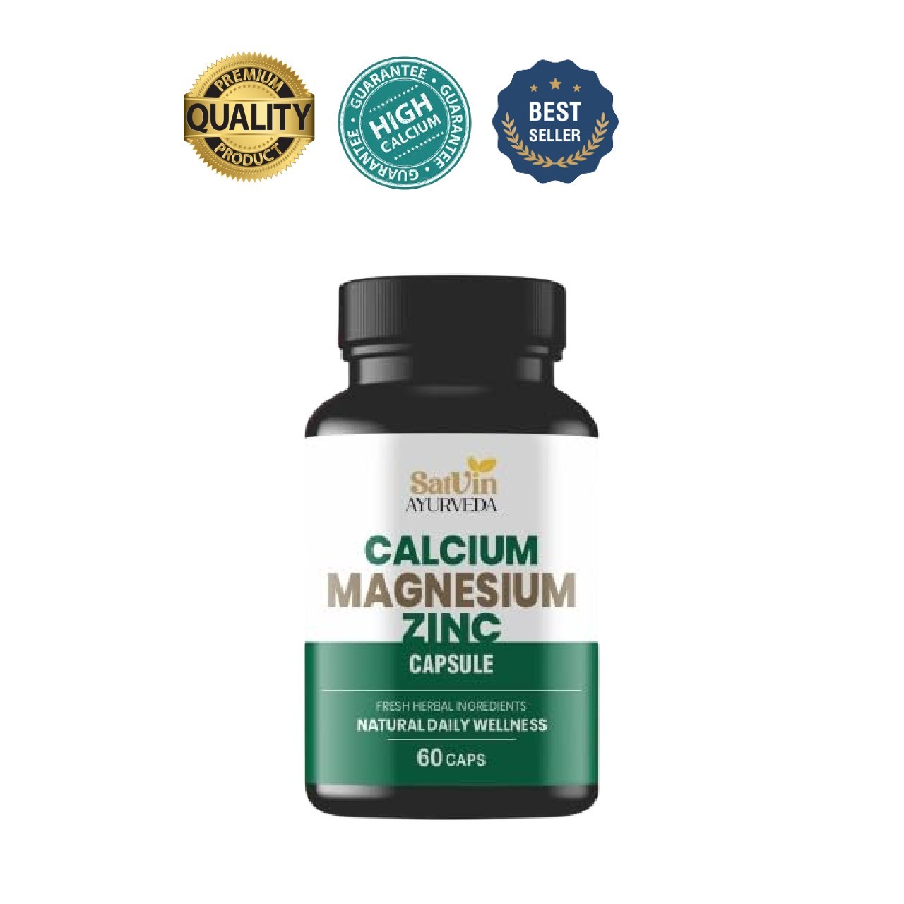 SATV.IN Ayurveda Calcium Magnesium Zinc 60 Veg Capsules